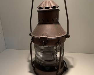 Vintage Copper & Brass Ship's Lantern