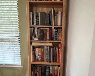 Oak Bookshelf with Assorted Books