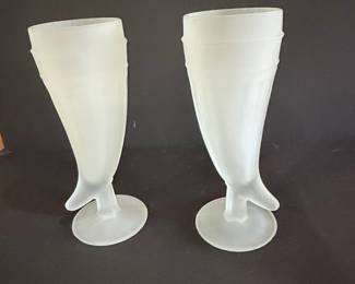 Tiara Indiana Glass Frosted Horn Shaped Beer Glasses (Set of 2)