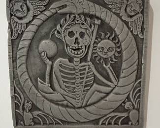 Bas-Relief Plaque with Skeleton, Sun, and Cherubs