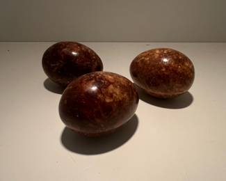 Set of Three Polished Alabaster Marble Eggs