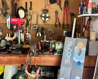 Stocked garage full of various power tools, yard equipment, decor and more!