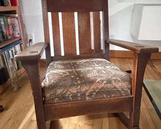 Arts and Crafts Mission Style Oak Rocker Armchair by J. M. Young & Sons