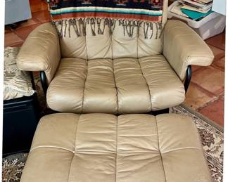 Ekornes Stressless Leather Recliner and Ottoman Set