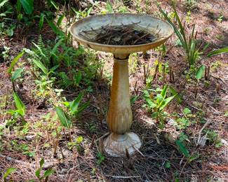 Vintage Cast Stone Pedestal Bird Bath with Fluted Baluster Pedestal