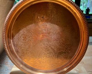 Vintage Coppercraft Guild Engraved Copper Serving Tray