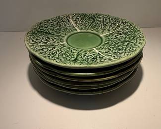 Set of 6 Bordallo Pinheiro Green Cabbage Leaf Plates