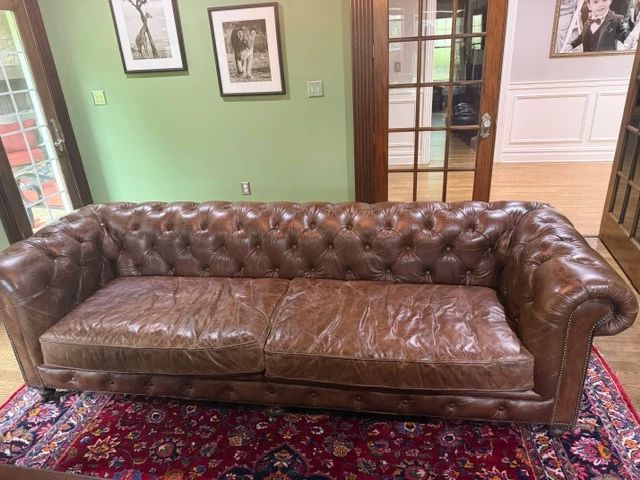 Restoration Hardware Kensington Leather Sofa $9200 Retail
