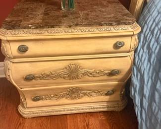 Solid Wood Nightstand set of 2 with Marble top