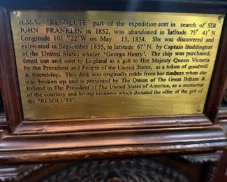 close up of desk inscription