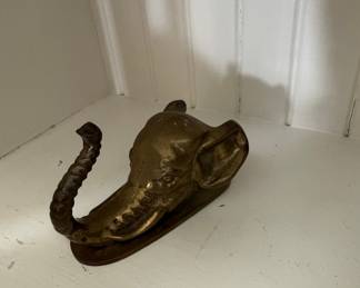 Vintage Brass Elephant Head Wall Hook
