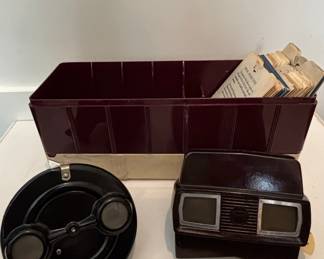 Vintage Sawyer's View-Master Model C Viewer and Bakelite Storage Library with Reels