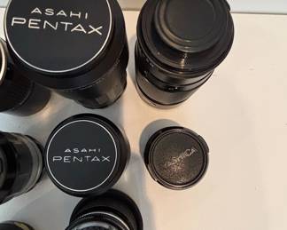 Collection of Vintage Manual Focus Camera Lenses (Nikon, Pentax, Yashica)