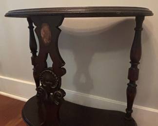 Victorian Walnut Spool Turned Oval Side Table