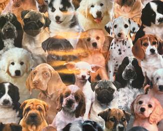 Vintage Puppy Collage Fabric Panel