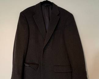 Men's Dark Brown Textured Wool Blazer