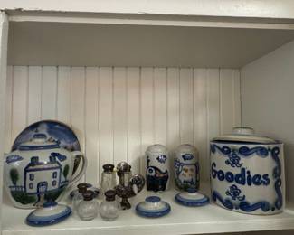 M.A. Hadley Hand-Painted Blue and White Ceramic Kitchenware Collection