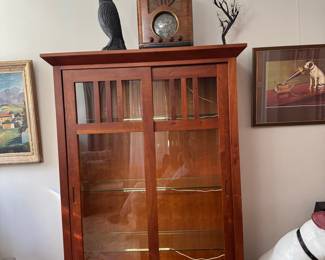 Mission Style Sliding Glass Door Display Cabinet