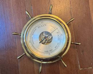 Salem Clock Co. Brass Ship's Wheel Barometer