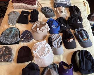 Assorted Collection of Vintage and Modern Baseball Caps and Winter Accessories