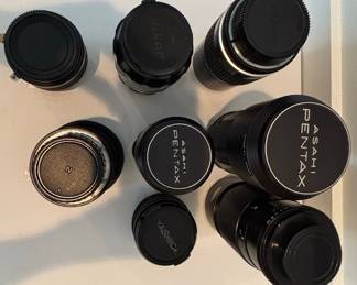 Collection of Vintage Manual Focus Camera Lenses (Nikon, Pentax, Yashica)