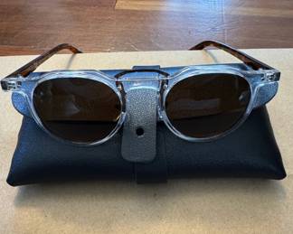 Clear Frame Round Sunglasses with Clip-On Side Shields