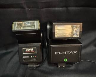 Vintage Pentax AF280T and Sakar Auto 27B Camera Flash Units