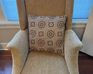 Modern Upholstered Wingback Accent Chair with Decorative Pillow