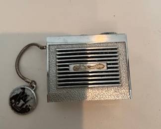Vintage Chrome Grill-Design Pocket Lighter with Crown Logo Charm