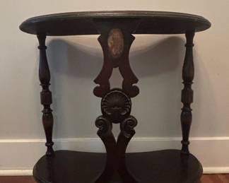 Victorian Walnut Spool Turned Oval Side Table