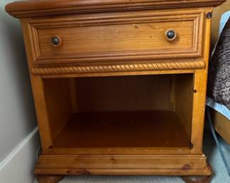 Rustic Pine Nightstand with Rope-Twist Trim