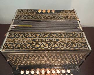 Vintage Hohner Pokerwork Button Accordion