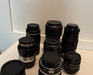 Collection of Vintage Manual Focus Camera Lenses (Nikon, Pentax, Yashica)