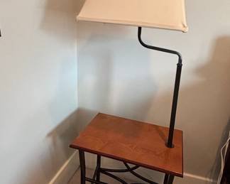 Vintage Floor Lamp with Magazine Rack Side Table