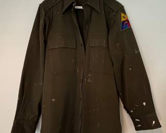 Vintage US Army OG-107 Utility Shirt with 5th Armored Division Patch