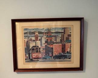 Vintage Lamartine Le Goullon San Francisco Cable Car Lithograph Print