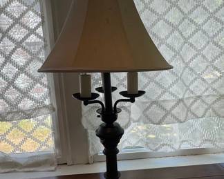 Vintage Two-Light Candelabra Table Lamp - Dark Bronze Finish