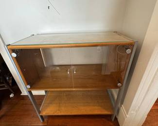 Modern Metal and Wood Glass Display Cabinet