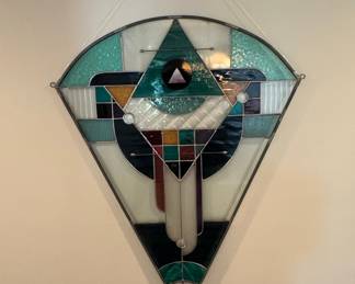 Art Deco Stained Glass Geometric Wall Hanging