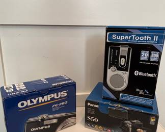 Vintage Electronics Bundle: Olympus FE-280, Panasonic SDR-S50, BlueAnt SuperTooth II