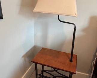Vintage Floor Lamp with Magazine Rack Side Table