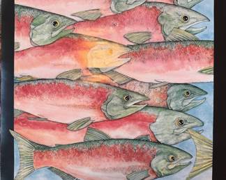 Adopt-A-Stream Foundation Salmon Come Back Poster by Sandra Noel