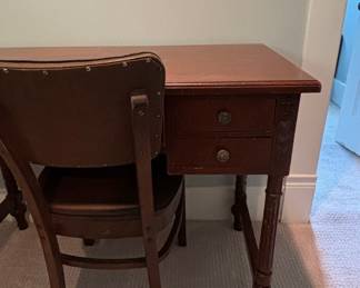 Vintage Mahogany Writing Desk and Chair Set - Sheraton Style