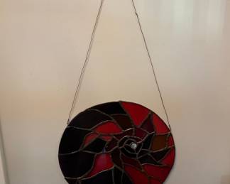 Red and Black Spiral Stained Glass Suncatcher