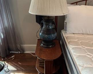 Vintage Chinese Bronze Champlevé Table Lamp with Elephant Handles