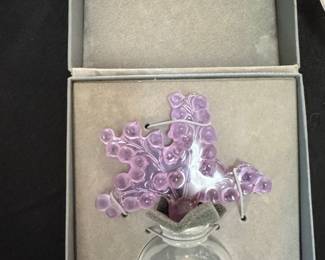 Lalique Clairefontaine Perfume Bottle with Purple Lily of the Valley Stopper