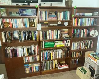 THREE TALL BOOKCASES LOADED WITH BOOKS