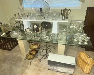 AND A THIRD TABLE FULL OF GLASSWARE!