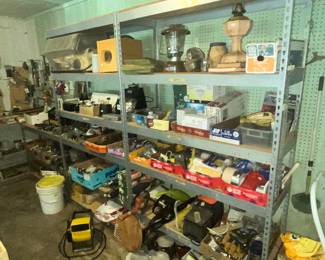 LOTS OF STEEL SHELVES - ALL LOADED!