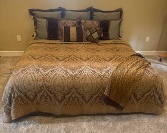 King size mattress & box spring as well as designer comforter set 